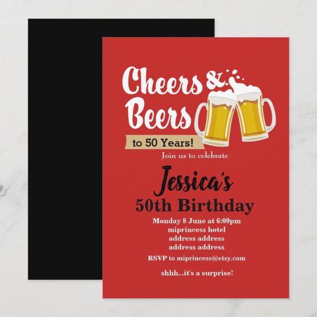 Invitation d'anniversaire de bière, applaudissemen (Devant / Derrière)