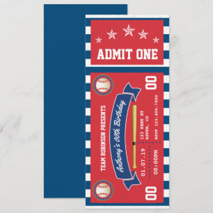 Invitation d'anniversaire de billet de baseball