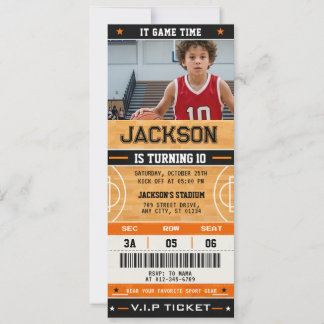 Invitation d'anniversaire de billet de basket-ball