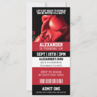 Invitation d'anniversaire de billet de boxe