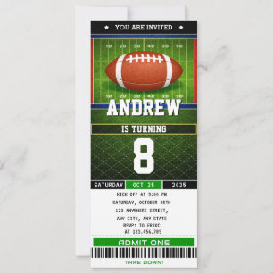Invitation d'anniversaire de billet de football am