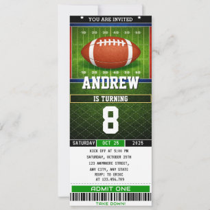 Invitation d'anniversaire de billet de football am
