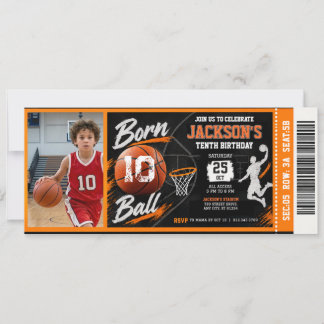 Invitation d'anniversaire de billet de sport de ba