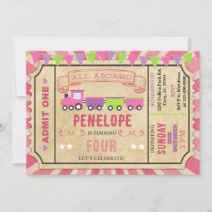 Invitation d'anniversaire de billetterie de train.