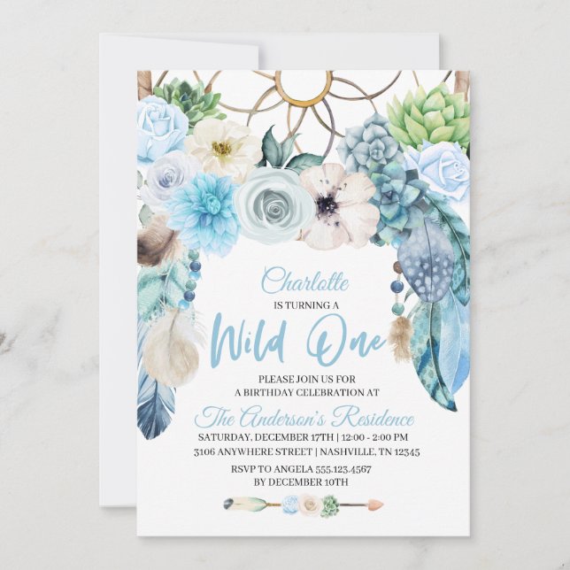 Invitation d'anniversaire de Boho Wild One Dreamca (Devant)
