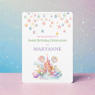Invitation d'anniversaire de bonbons à l'aquarelle