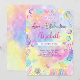 Invitation d'anniversaire de bonbons modifiable