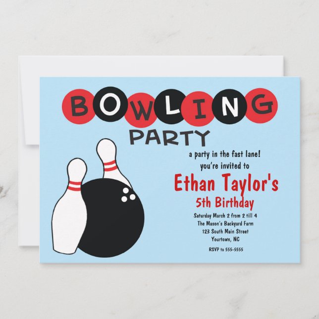 Invitation d'anniversaire de Bowling (Devant)