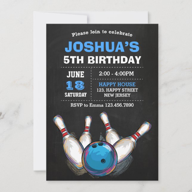 Invitation d'anniversaire de Bowling (Devant)