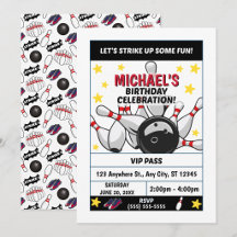 Invitation d'anniversaire de bowling