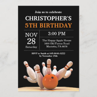 Invitation d'anniversaire de Bowling Anniversaire 