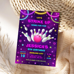 Invitation d'anniversaire de bowling de fête de Gl
