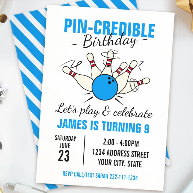 Invitation d'anniversaire de bowling pour garçons (Créateur téléchargé)