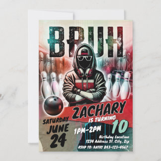 Invitation d'anniversaire de bowling | T'es INVITÉ