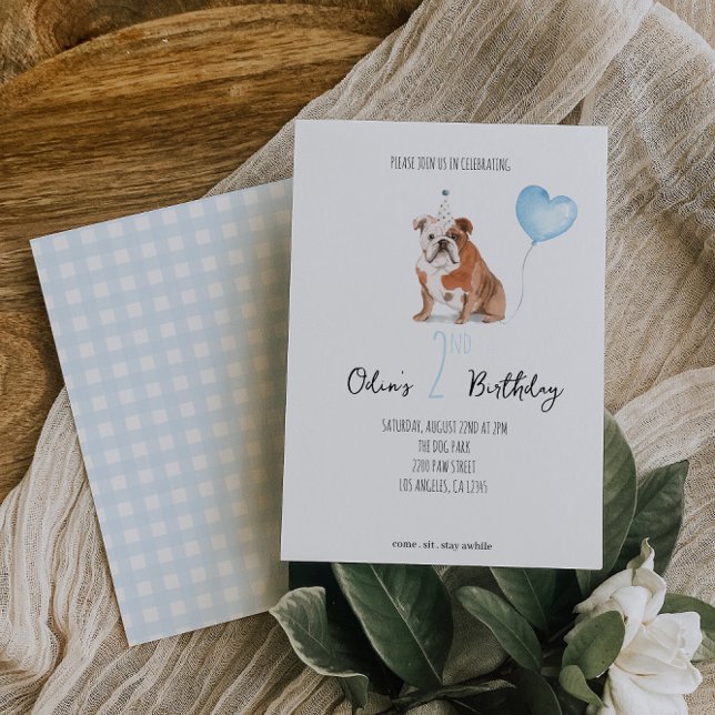 Invitation d'anniversaire de Bulldog anglais - Gar (Créateur téléchargé)