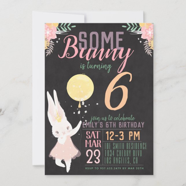 Invitation D'Anniversaire De Bunny (Devant)