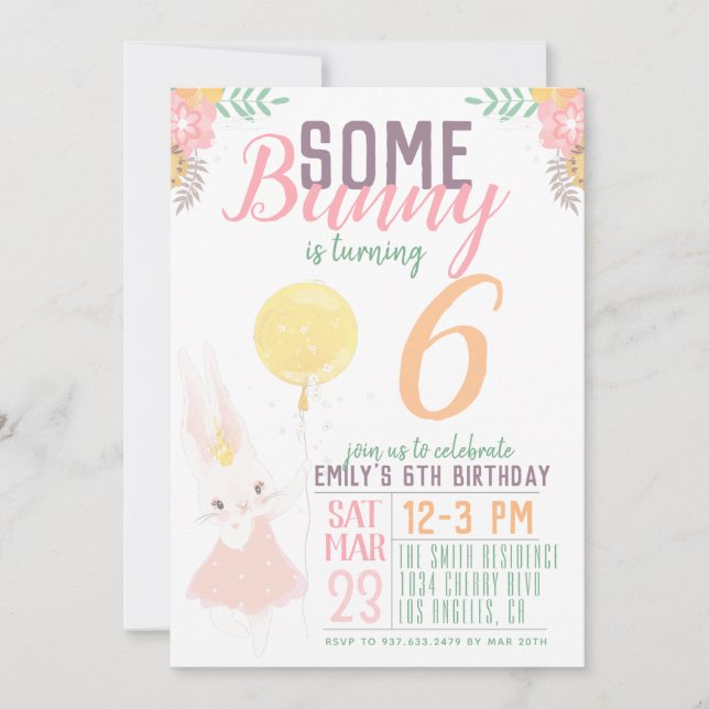 Invitation D'Anniversaire De Bunny (Devant)