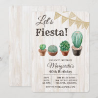 Invitation d'anniversaire de cactus de fête pour t