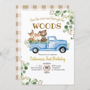 Invitation d'anniversaire de camion de bois