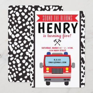Invitation d'anniversaire de camion-feu