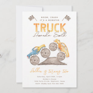 Invitation d'anniversaire de camion monstre