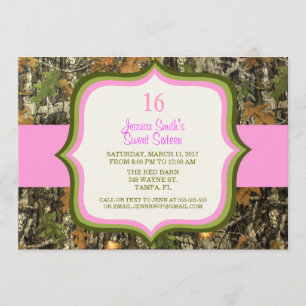 Invitation d'anniversaire de Camo de sweet sixteen