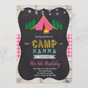 Invitation d'anniversaire de camp de fille