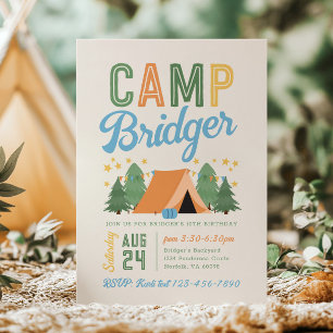 Invitation d'anniversaire de camping pour garçon