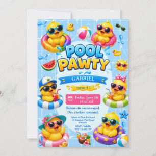 Invitation d'anniversaire de canard de fête au bor