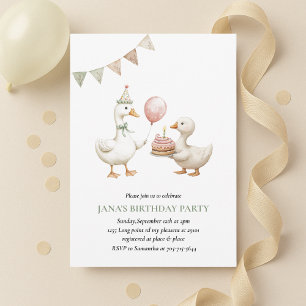 Invitation d'anniversaire de canard minimaliste   
