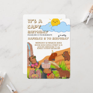 Invitation d'anniversaire de Capybara, Gir rose fl
