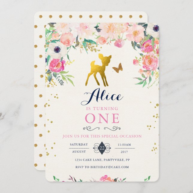 Invitation d'anniversaire de cerfs (Devant / Derrière)