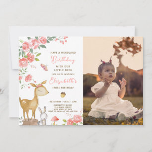 Invitation d'anniversaire de cerfs de bois avec ph