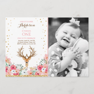 invitation d'anniversaire de cerfs Floral Woodland