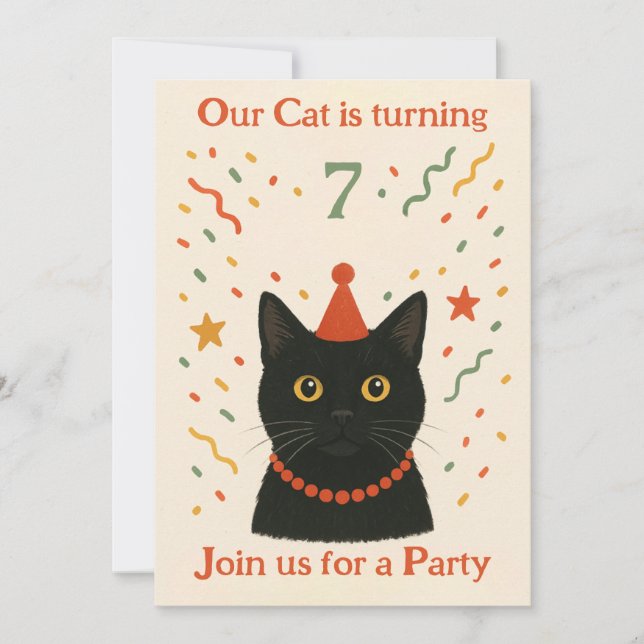 Invitation d'anniversaire de chat (Devant)