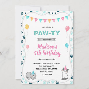 Invitation d'anniversaire de chat mignon