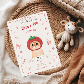 Invitation d'anniversaire de chat mignon | Invitat