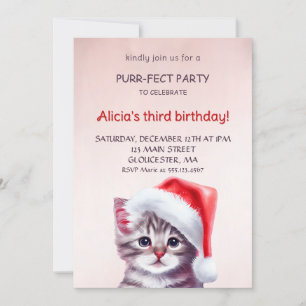 Invitation d'anniversaire de chat mignon. invitati