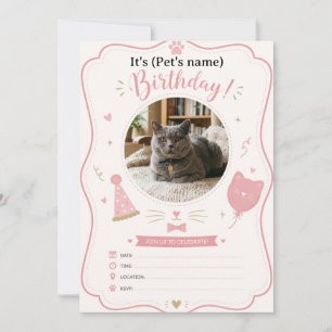Invitation d'anniversaire de chat personnalisée av