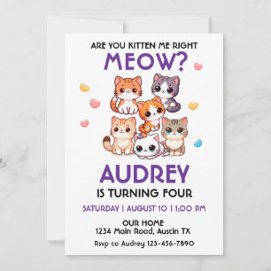 Invitation d'anniversaire de chaton mignon