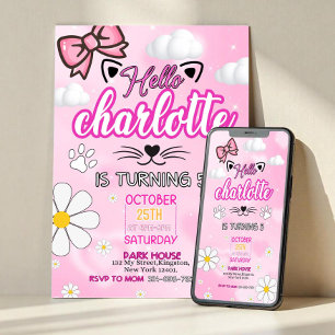 Invitation d'anniversaire de chaton mignon, Invita