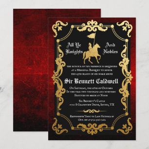Invitation d'anniversaire de chevalier médiéval jo