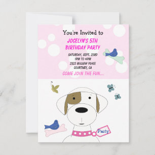 Invitation d'anniversaire de chien de dessin animé