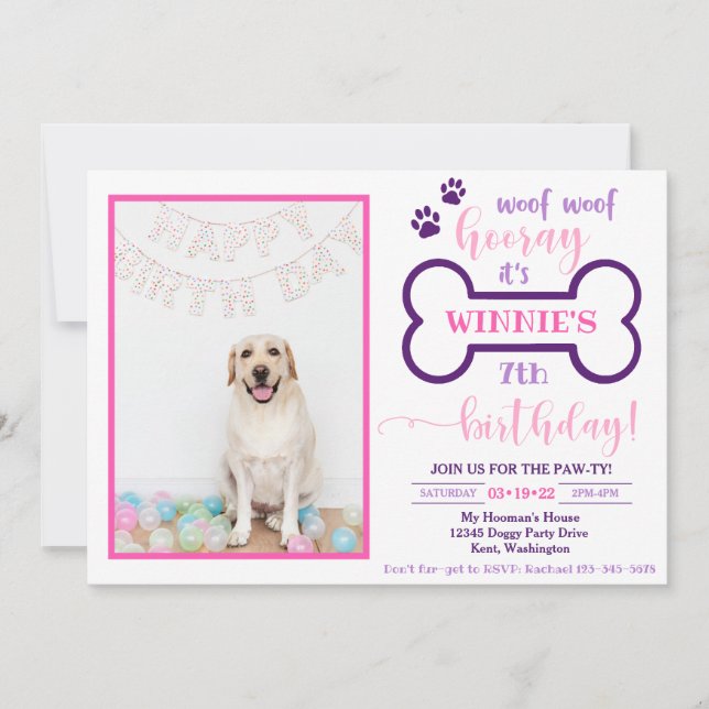 Invitation d'anniversaire de chien | Doggy Invitat (Devant)