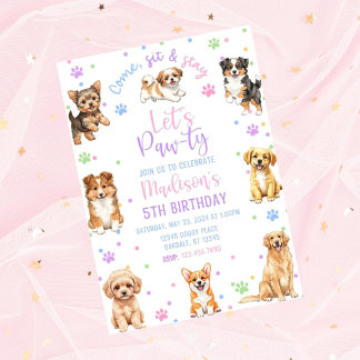 Invitation d'anniversaire de chien modifiable - in