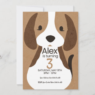Invitation d'anniversaire de chien   Nom et âge mo