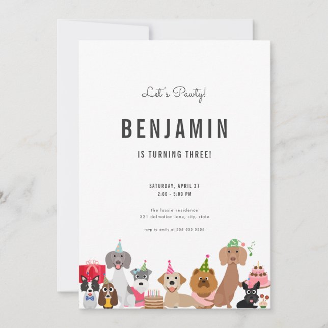 Invitation d'anniversaire de chien pour Invitation (Devant)
