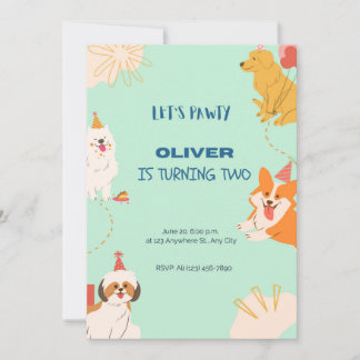 Invitation d'anniversaire de chien, Puppy Pawty In