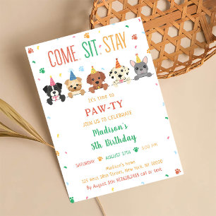 Invitation d'anniversaire de chiot Fête de chien P