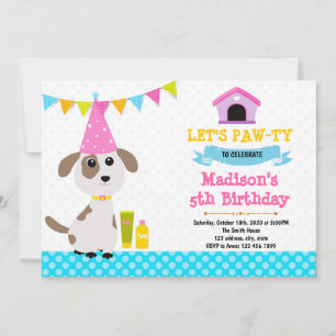 Invitation d'anniversaire de chiot mignon